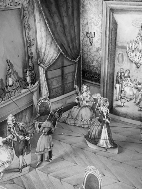 Figure 3. Detail of Bal d’enfants with dancers suspended from string.(Source: Eberly Family Special Collections Library, Pennsylvania State University.)