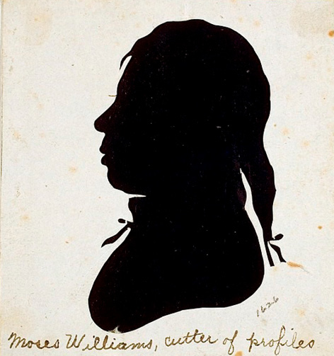Figure 2. Raphaelle Peale (1774–1825), Moses Williams (1777–1825), Moses Williams, cutter of profiles, ca. 1803, cut paper, sheet: 3.5 x 3.25 in. (9 x 8 cm), McAllister Collection gift, 1886, Library Company of Philadelphia, Flickr.com, https://flic.kr/p/5s1VDk. 